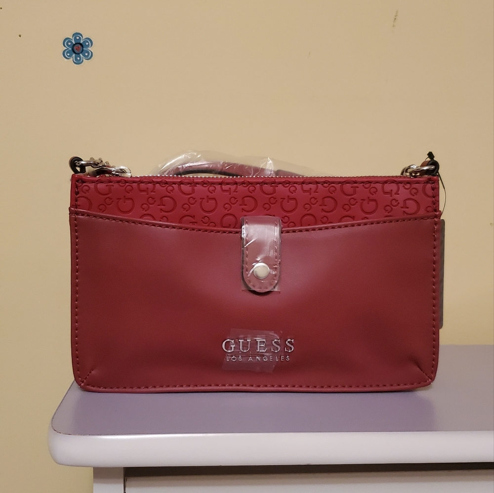 Red Guess Logo Crossbody Bag